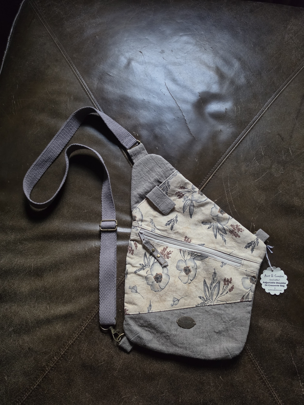 NWT Aunt E. Crester Handcrafted Floral Crossbody Sling Bag